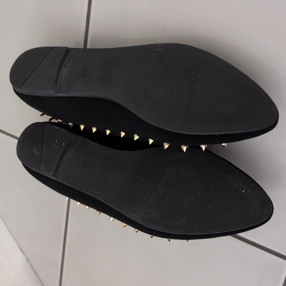 EUC s.38 Italian Black Studded Flats - Picture 4 of 5
